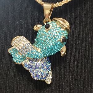 NWT Blue crystal fish necklace by Betsey Johnson